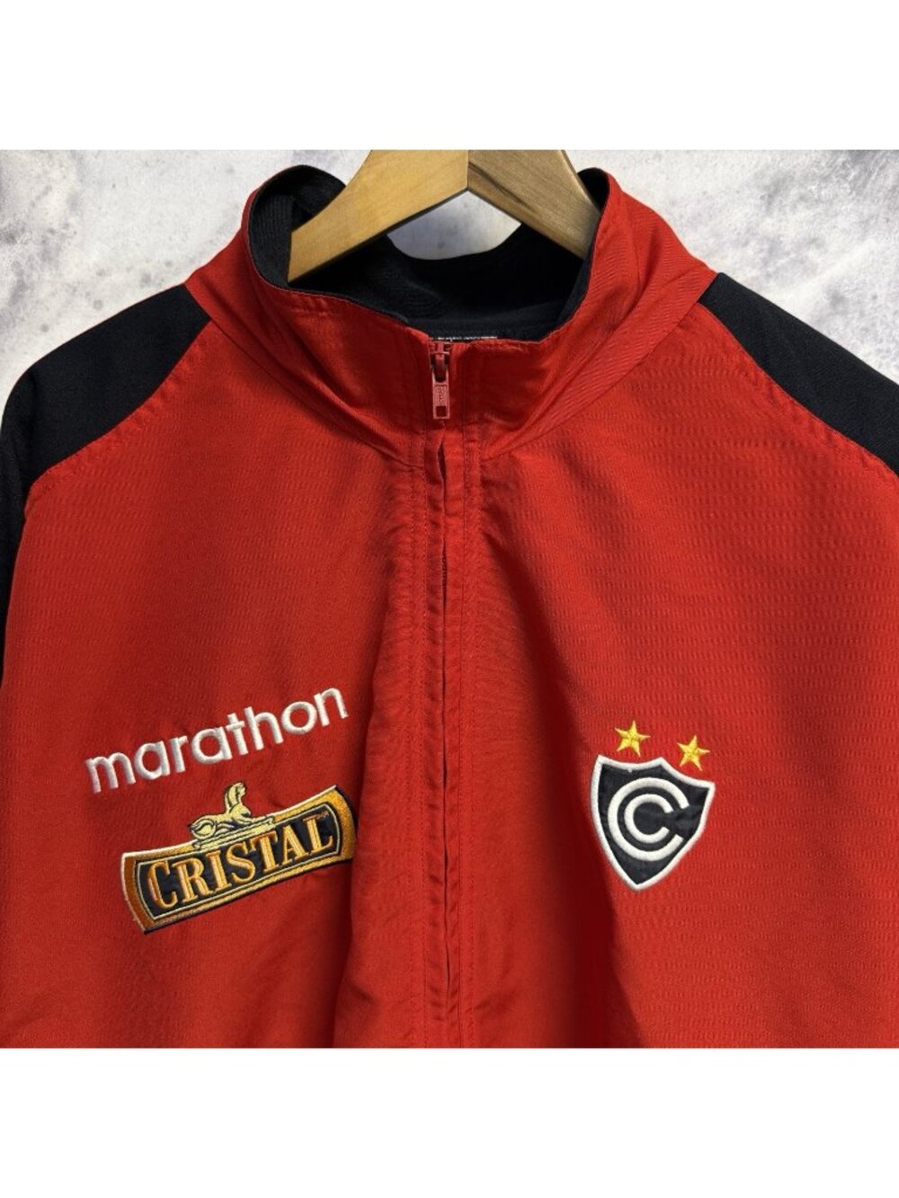 Marathon Club Cienciano Soccer Jacket Mens XL Red Full Zip Futbol
